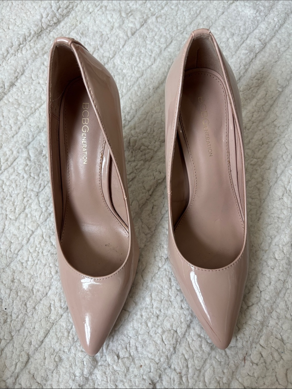 BCBGeneration Blush Patent Pointed-Toe Pumps